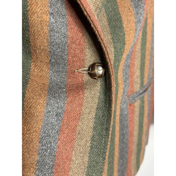 Vintage Coatree Wool Blazer Size Missing Herringbone Stripe Green Gray Brown - Picture 6 of 16
